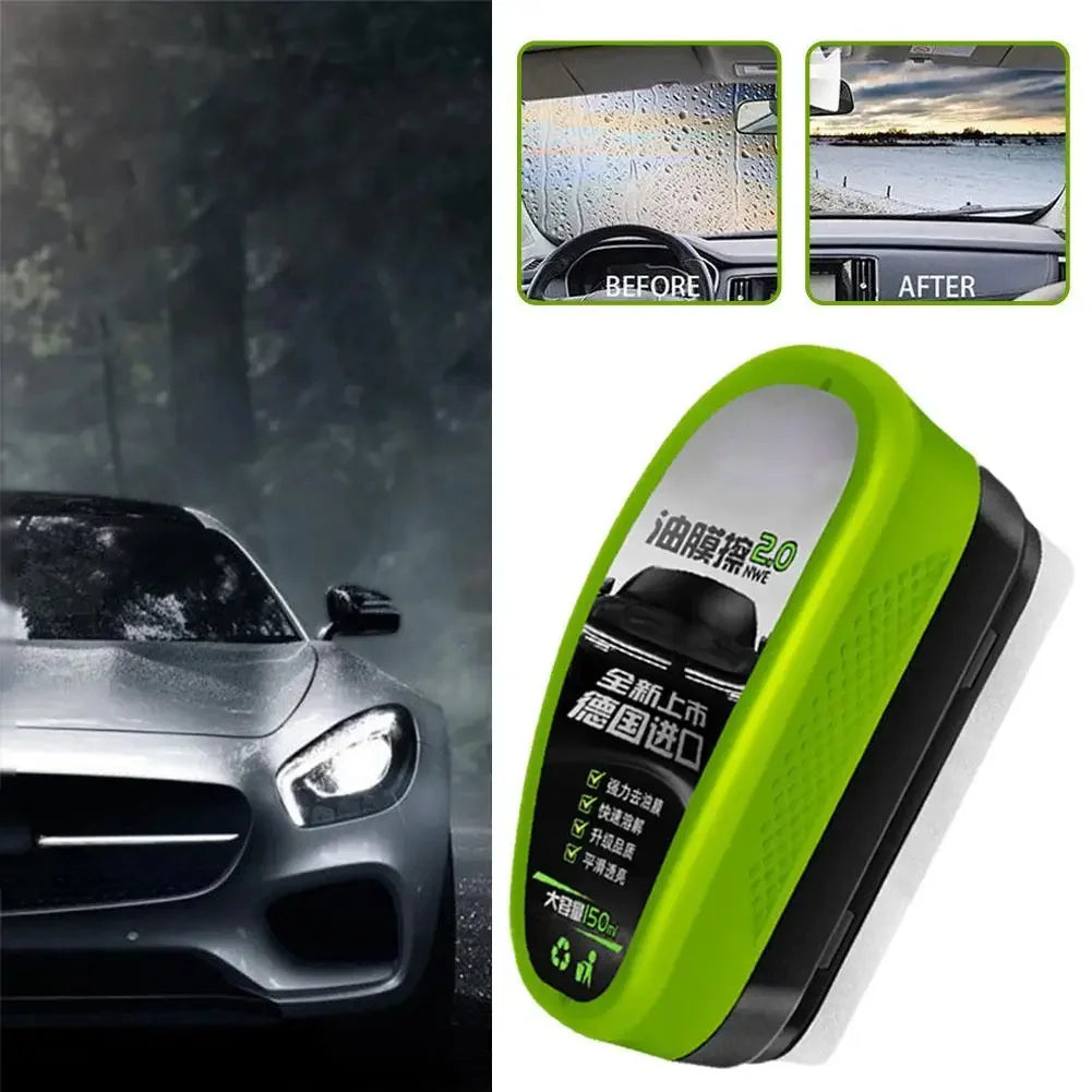 Car Glass Oil Film & Anti-Mist Remover – Clear Windshield for Safe Driving