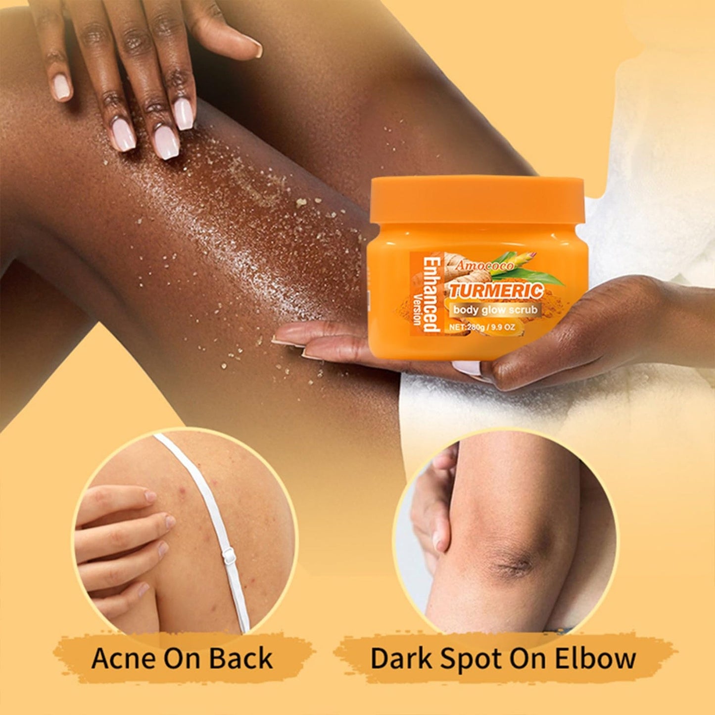 Turmeric Body Scrub, Vitamin C Glow Exfoliator, 280 g