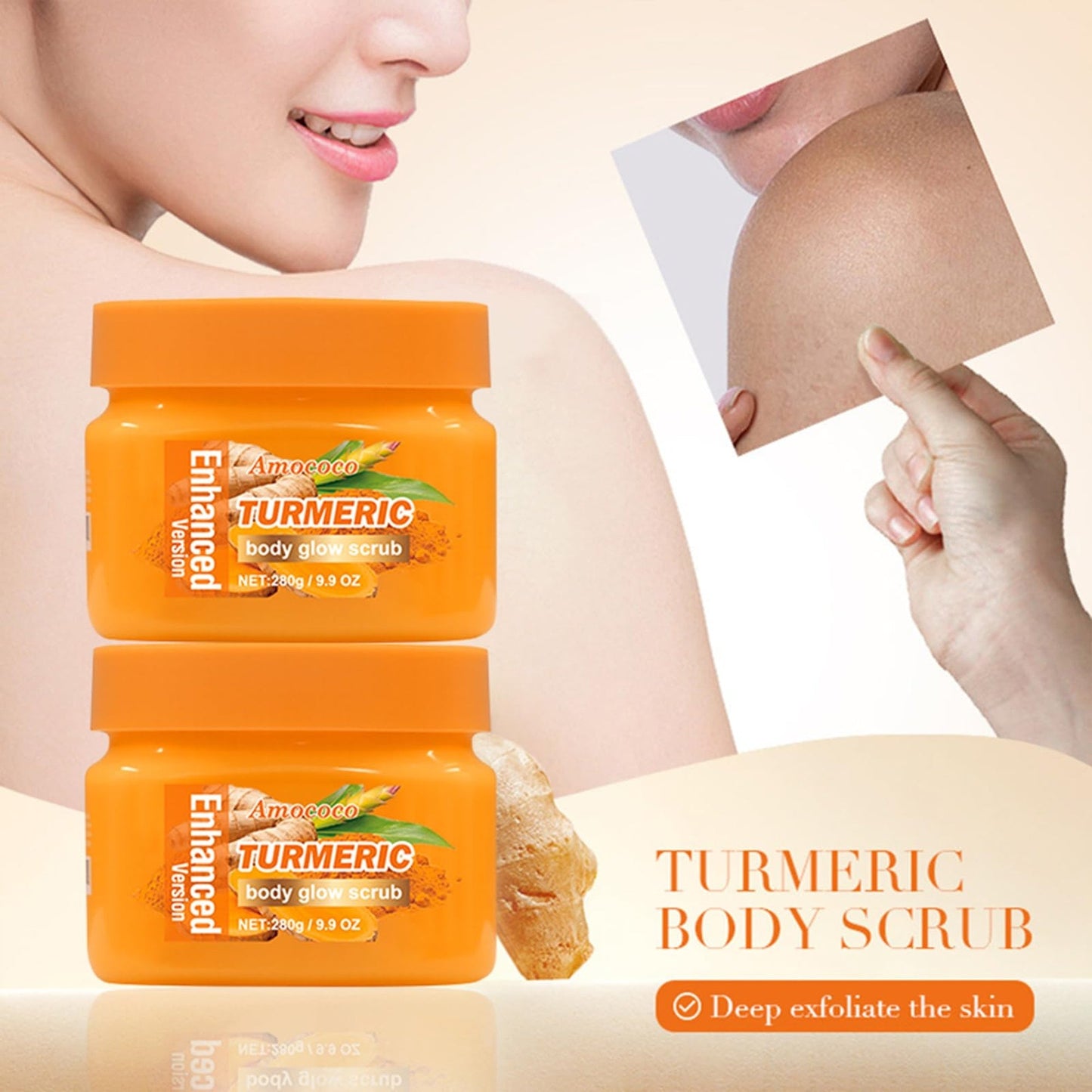 Turmeric Body Scrub, Vitamin C Glow Exfoliator, 280 g