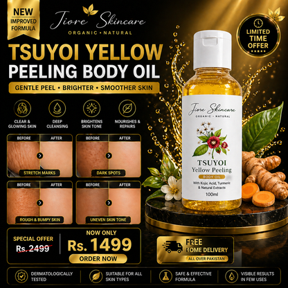 Jiore Tsuyoi Yellow Peel Body Oil – Skin Renewal & Brightening Formula