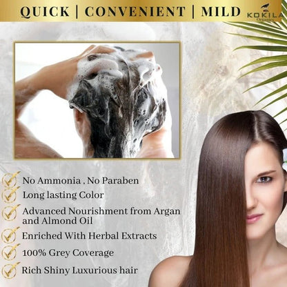 Kokila NO PPD Shampoo Hair Colour - Natural Black for Women and Men
