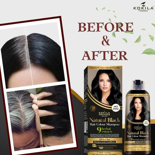 Kokila NO PPD Shampoo Hair Colour - Natural Black for Women and Men