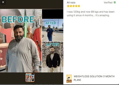 Weightloss Solution (1 Month Plan) By Dr Rubina